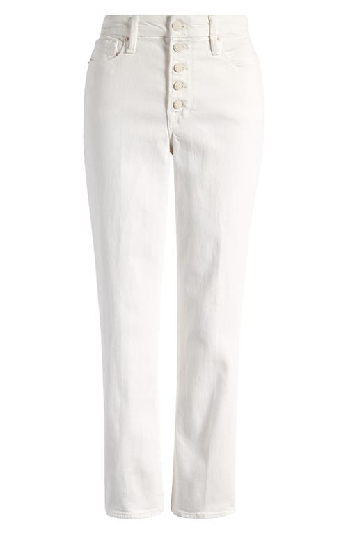 Good American Legs Exposed Button Straight Leg Jeans Cloud White001 at