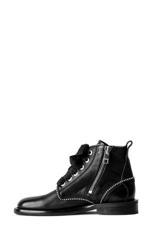 Zadig & Voltaire Studded Lace-up Leather Boots In Noir