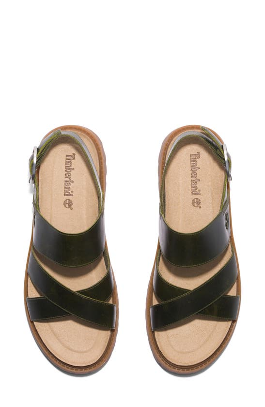 Timberland Leather Sandal In Dark Green Full Grain