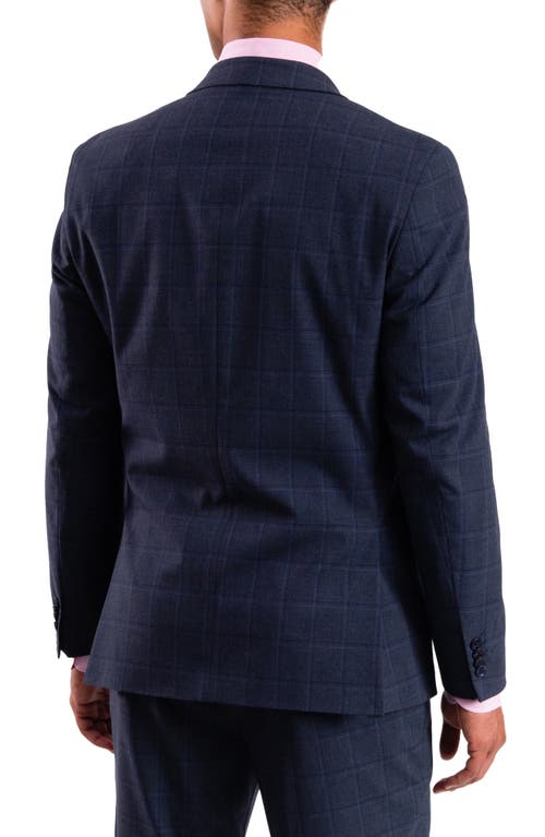 Savile Row Co Windowpane Plaid Tailored Fit Suit In Blue