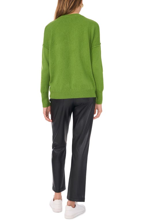 Shop Vince Camuto Exposed Seam Crewneck Sweater In Salted Lime