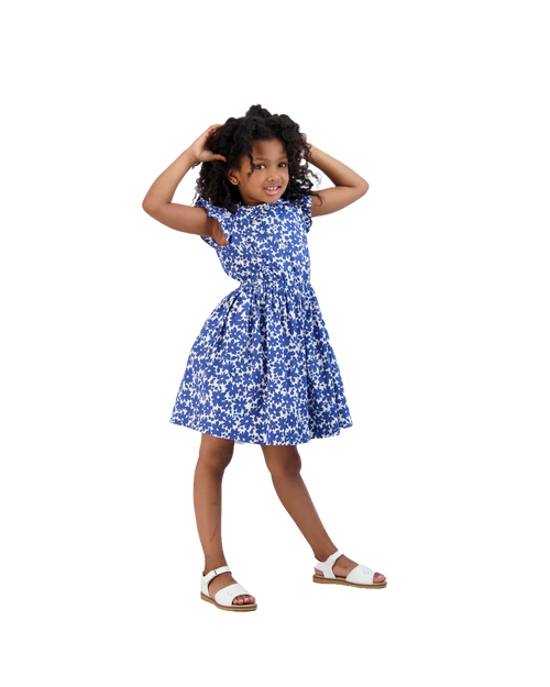 Shop Busy Bees Juniper Button Front Dress In Blue Poppy