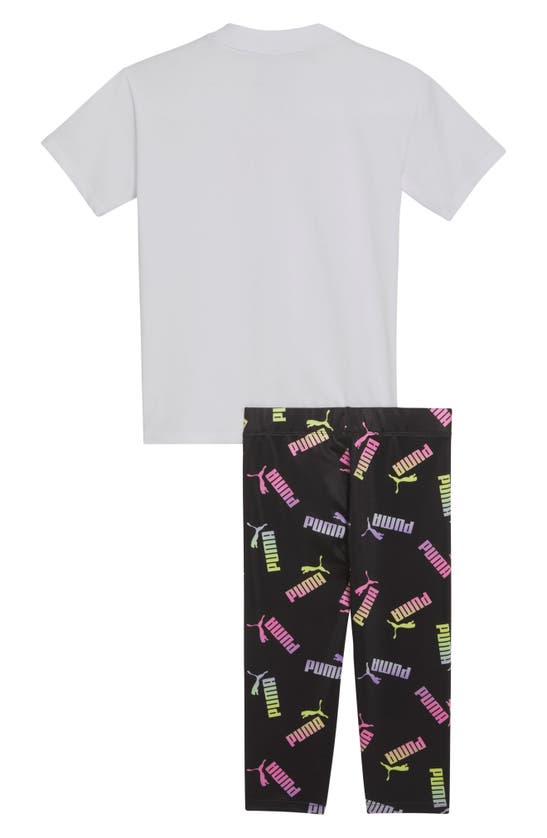 Shop Puma Kids' T-shirt & Leggings 2-piece Set In White Traditional