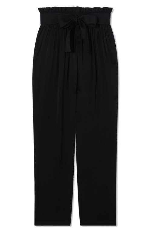 Shop Lk Bennett Coco Tie Waist Satin Crepe Straight Leg Pants In Black