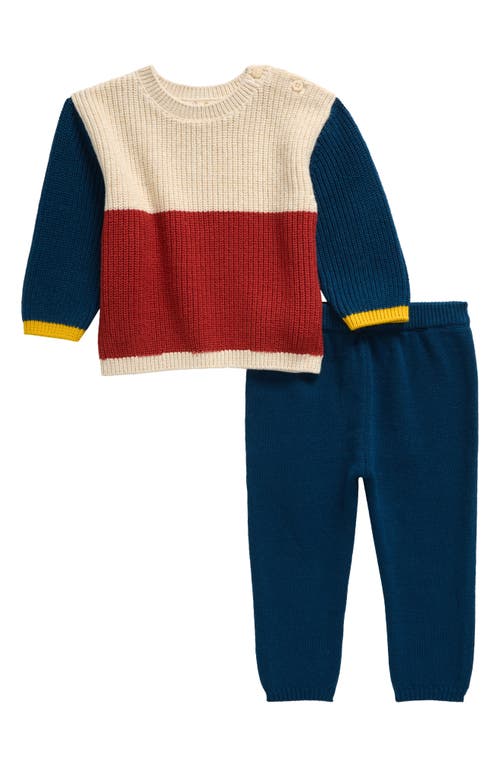 Tucker + Tate Babies'  Colorblock Cotton Blend Sweater & Pants Set In Blue Sailor Color Block