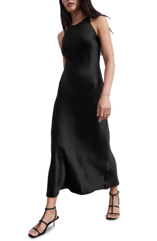 Shop & Other Stories Sleeveless Satin Midi Dress In Black Dark