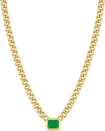 Zoë Chicco 14K Gold Emerald Pendant Necklace