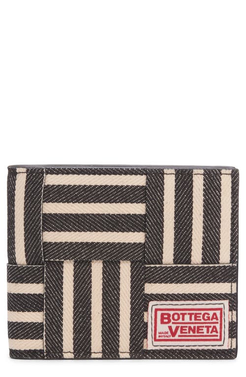 Bottega Veneta Cassette Woven Cotton Bifold Wallet in Navy/White/Silver at Nordstrom