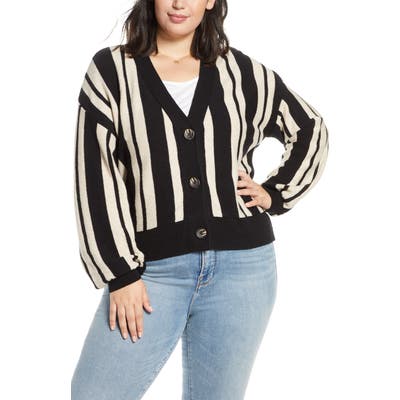 Plus Size Bp. Stripe Crop Cardigan, Black