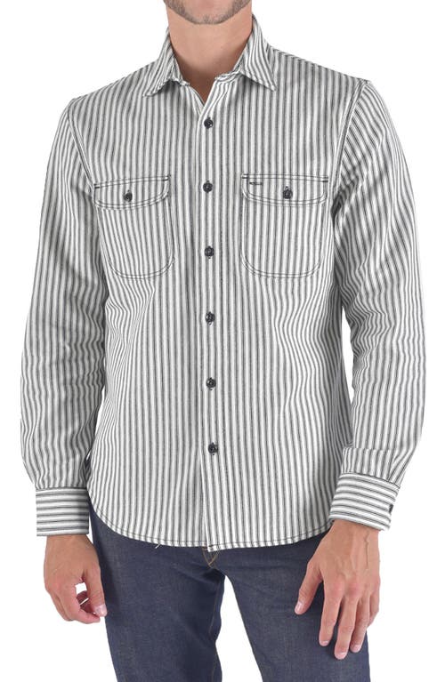 HIROSHI KATO The Brace Button-Up Shirt Rail Stripe at Nordstrom,