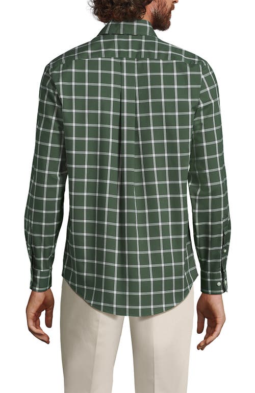 Shop Lands' End Traditional Fit No Iron Twill Shirt In Estate Green/ivory Plaid