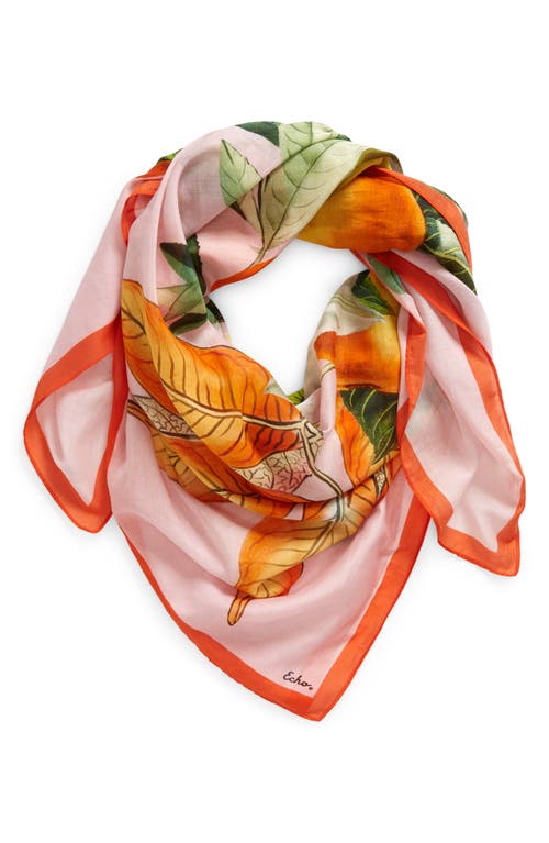 Orangerie Cotton & Silk Square Scarf in Peony