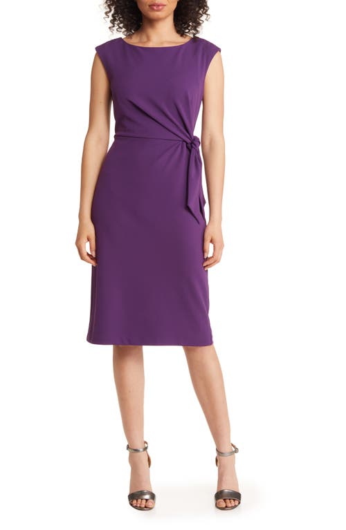 TAHARI ASL Side Tie Sheath in Aubergine