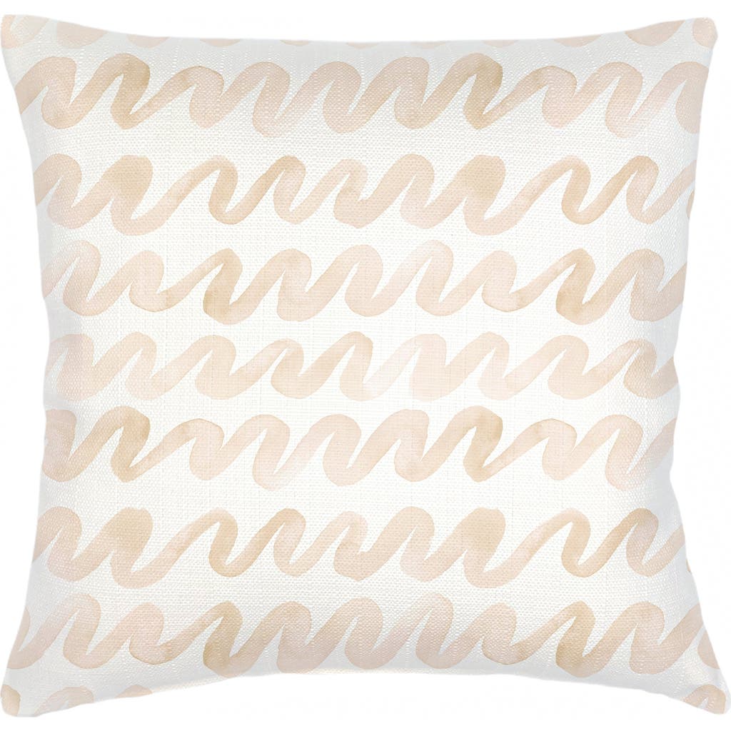 Anaya Watercolor Waves Linen Euro Pillow 26x26 With Down Alternative Insert In Beige