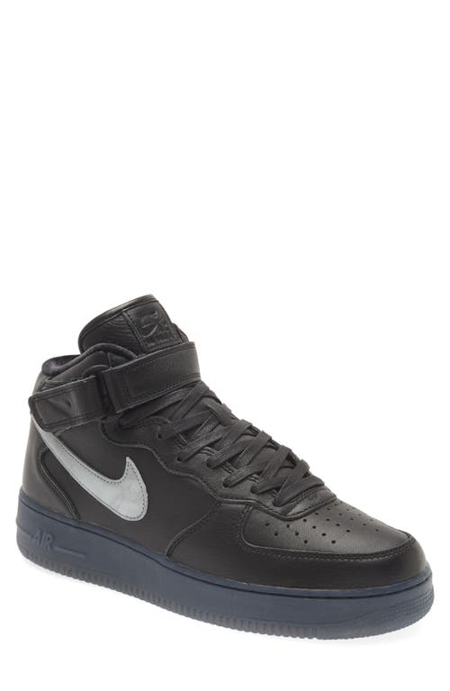 Nike Air Force 1 Mid Premium Sneaker Black/Metallic Silver/Pink at Nordstrom,