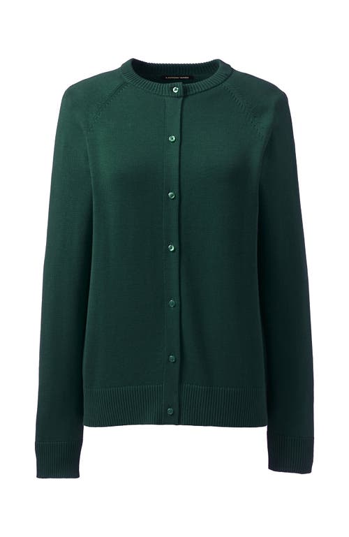 Shop Lands' End School Uniform Young  Cotton Modal Cardigan Sweater In Evergreen