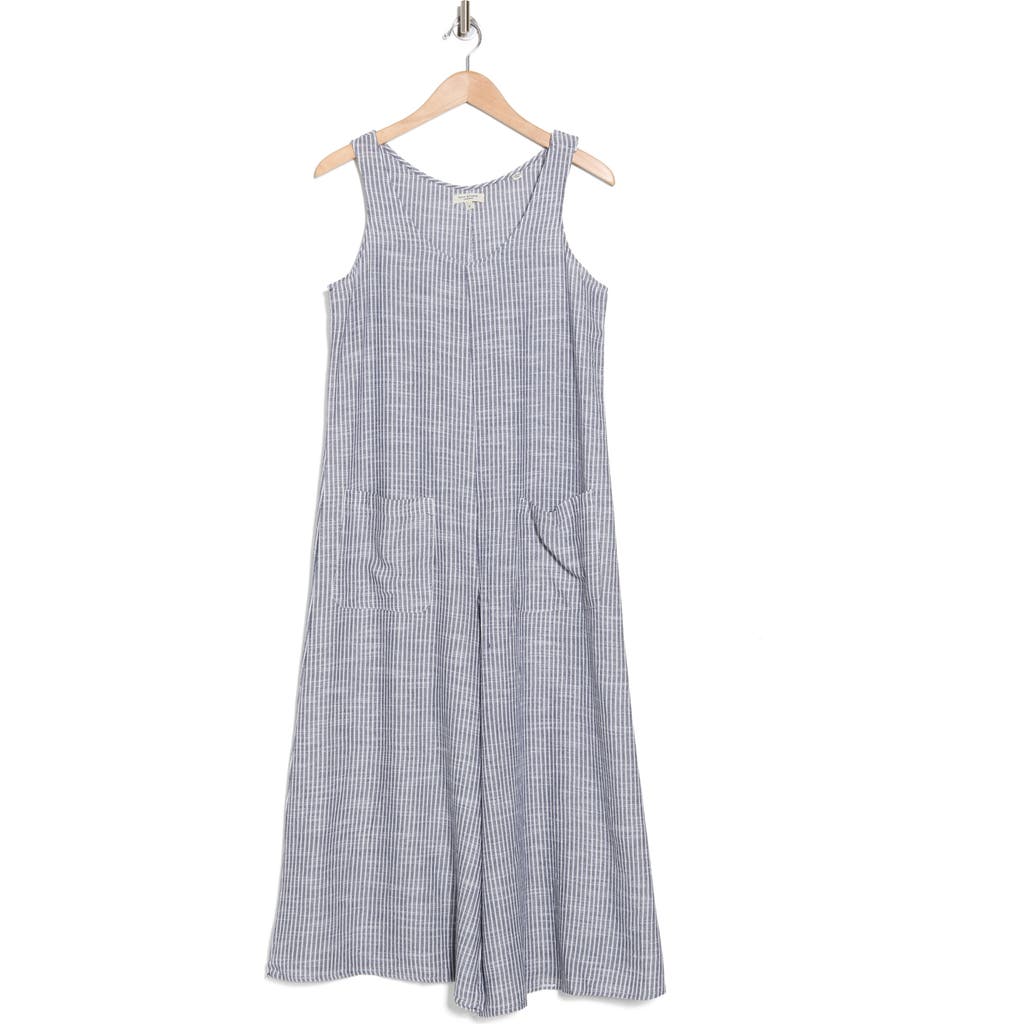 Max Studio Sleeveless Yarn Dye Jumpsuit In Nvcrm022