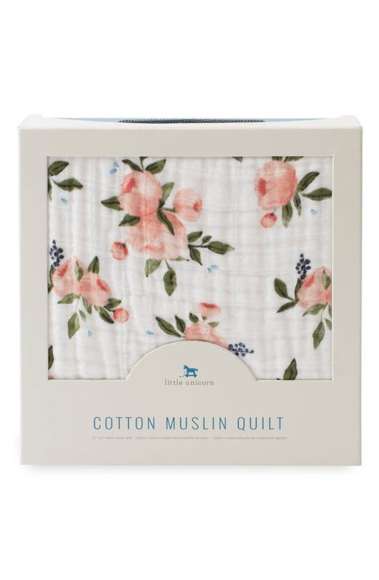 Shop Little Unicorn Original Cotton Muslin Quilt In Watercolor Roses