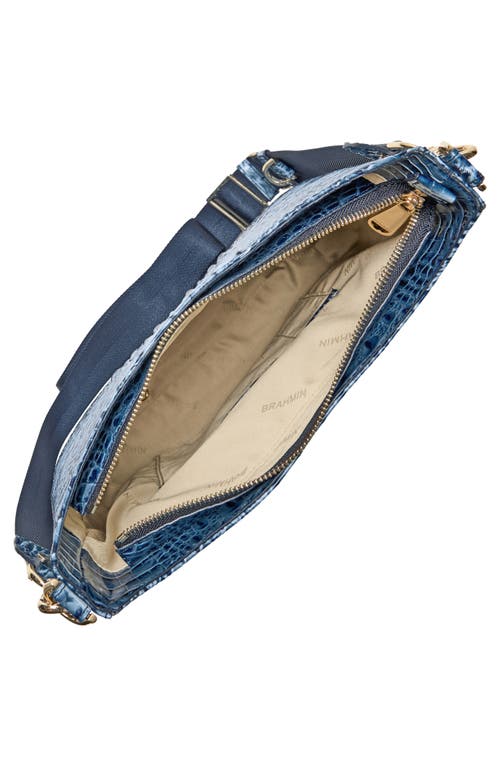 Shop Brahmin Leia Croc Embossed Leather Crossbody Bag In Blue Serenade