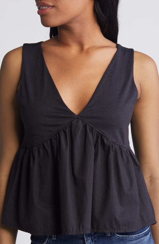 Shop Nation Ltd Attenia Babydoll Tank In Jet Black