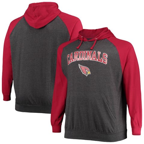 Men's Starter Heathered Gray/Cardinal Arizona Cardinals Home Run Raglan Pullover  Hoodie