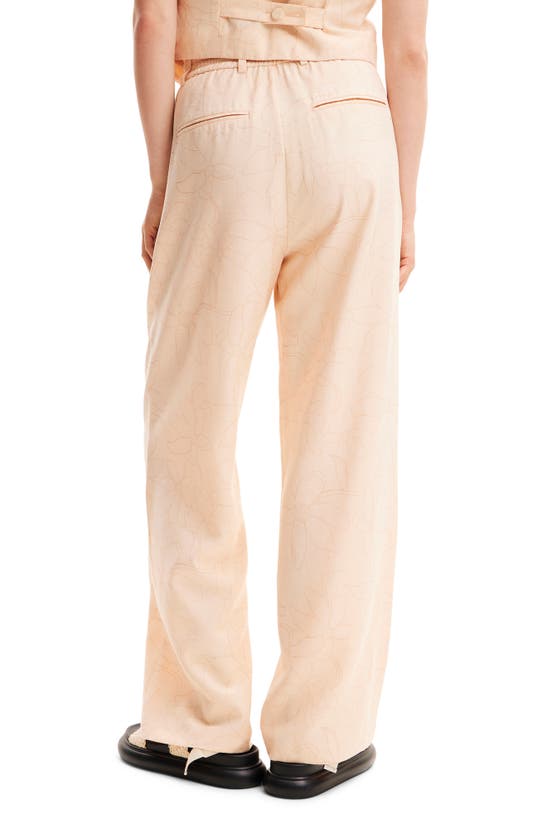 Shop Desigual Tailored Floral Trousers In Beige