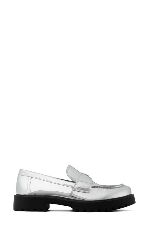 Shop Tory Burch Classic Platform Lug Sole Loafer In Argento