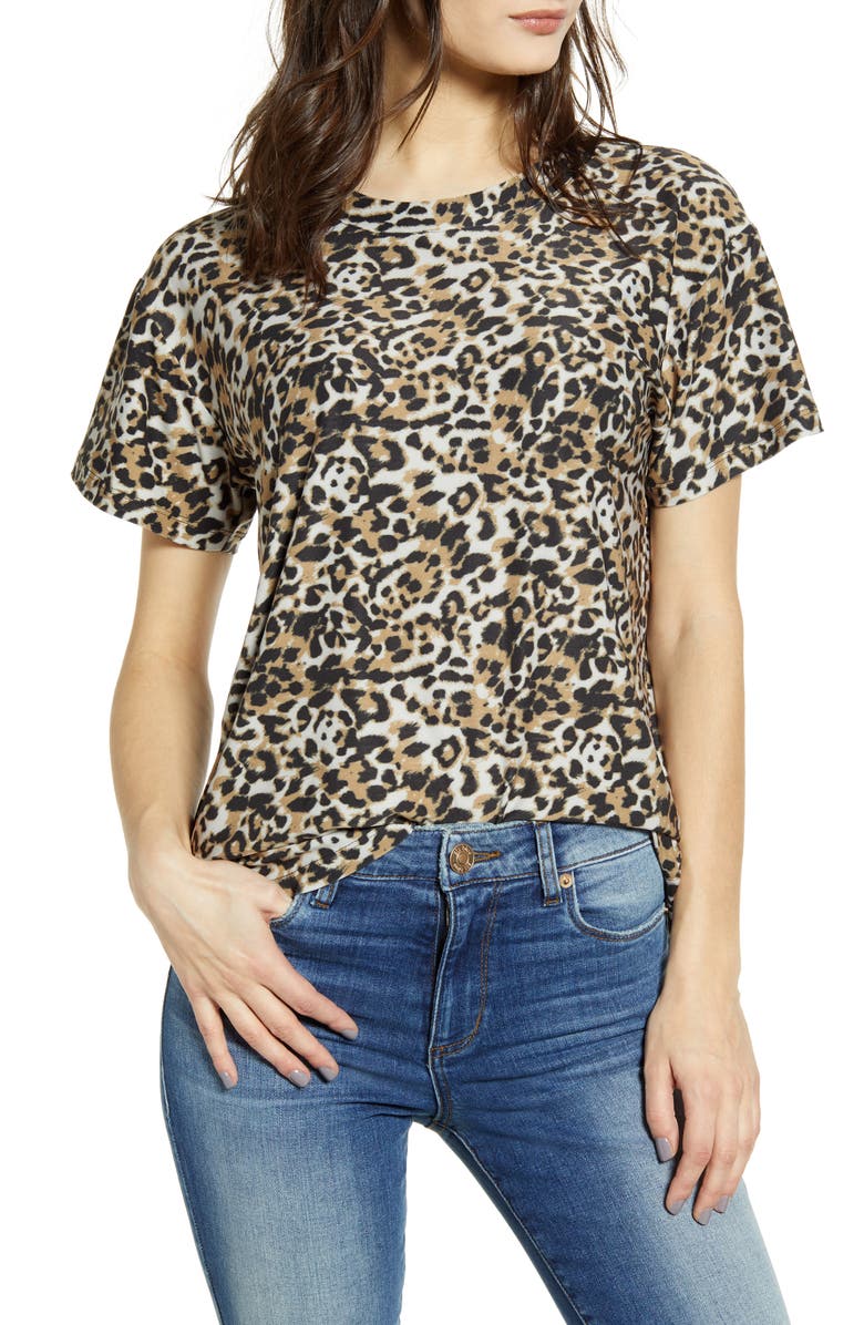 Leopard Print Tee, Main, color, BROWN LEOPARD