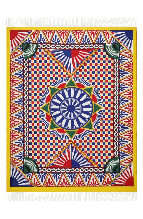 Dolce & Gabbana Dolce&gabbana Caretto Cashmere Throw Blanket In Red Multi
