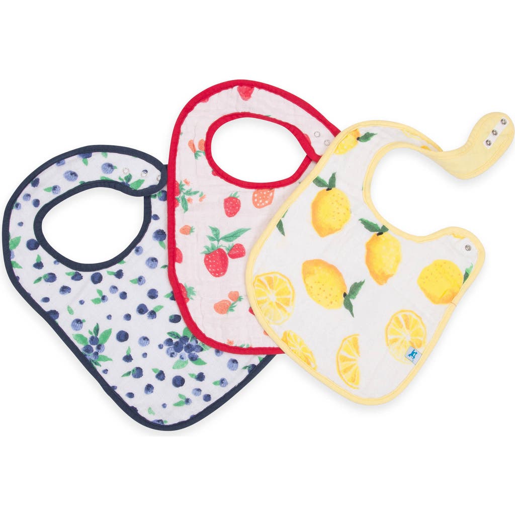 Little Unicorn 3-pack Classic Cotton Muslin Bibs In Berry Lemonade