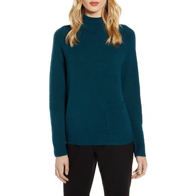 Halogen Mock Neck Pocket Sweater, Blue/green