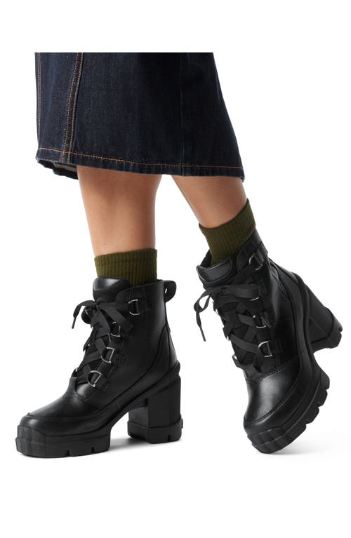 Sorel Caribou X Waterproof Lace-up Block Heel Bootie In Black/black