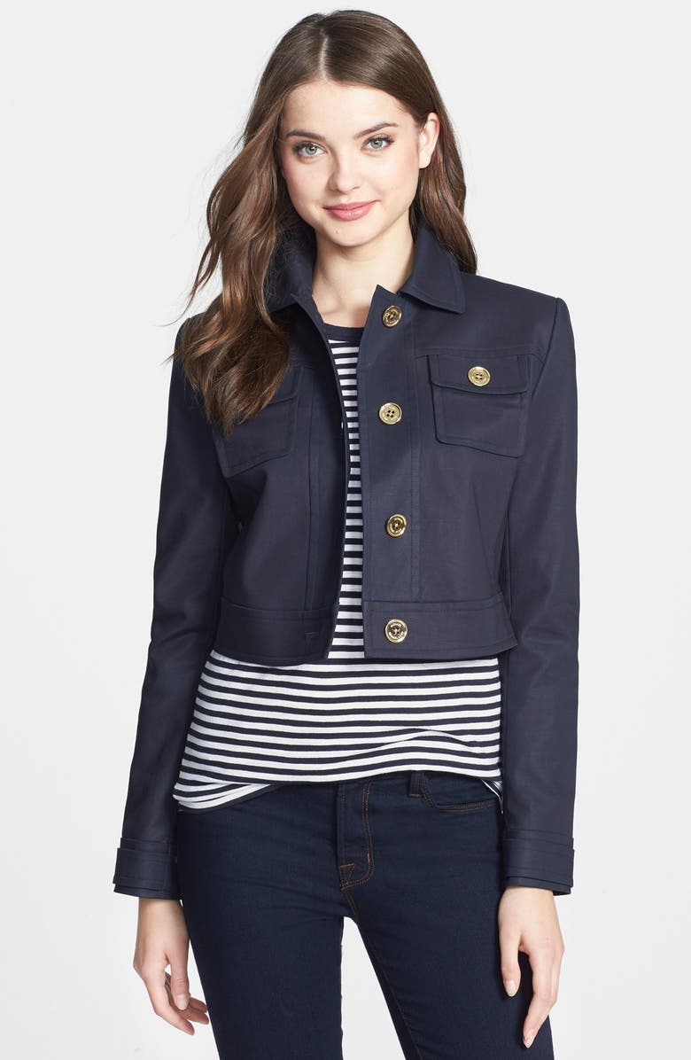 MICHAEL MICHAEL KORS Crop Jacket, Main, color, NEW NAVY
