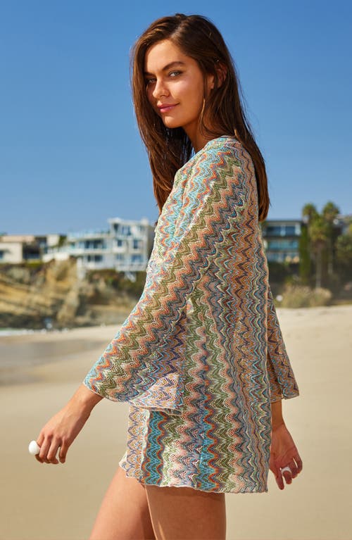 Shop Becca Rainbow Beach Knit Cover-up Tunic In Multi Beige