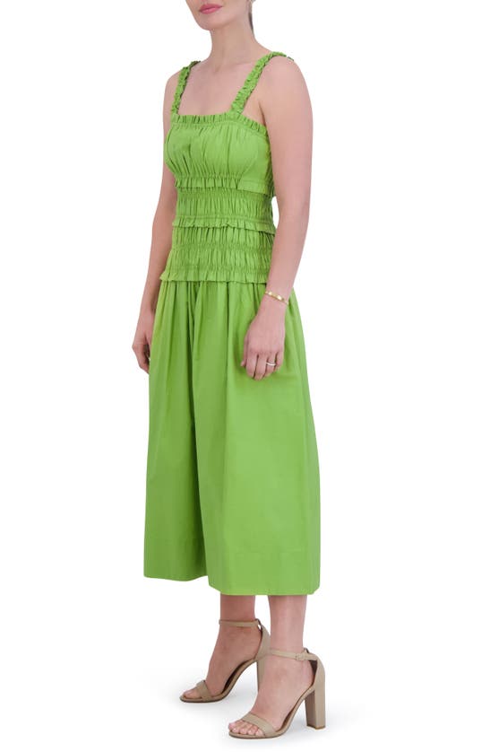 Shop Eliza J Cotton Midi Sundress In Grass