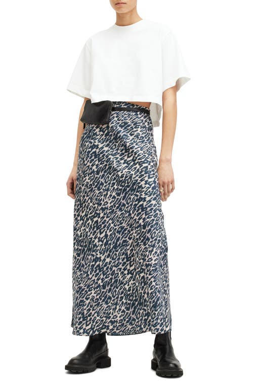 Shop Allsaints Bryony Leopard Print Satin Maxi Skirt In Anita Soft Pink