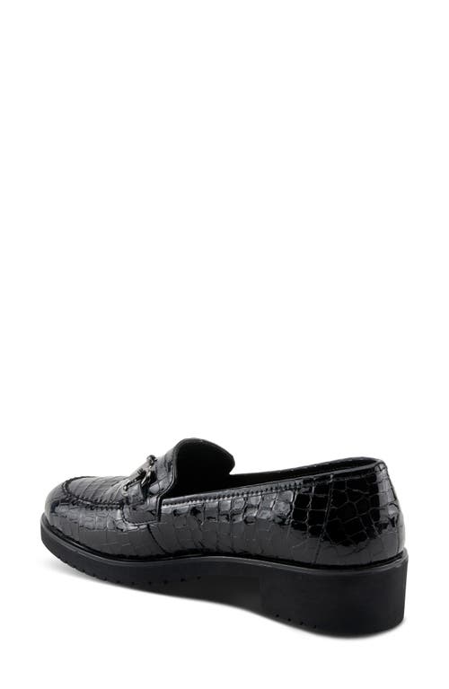 Shop Spring Step Hylen Platform Bit Loafer In Black Croco Patent