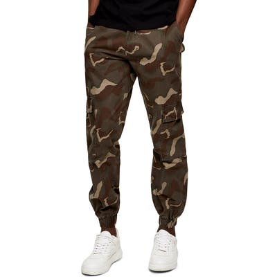 Topman Camouflage Ripstop Cargo Pants, Brown