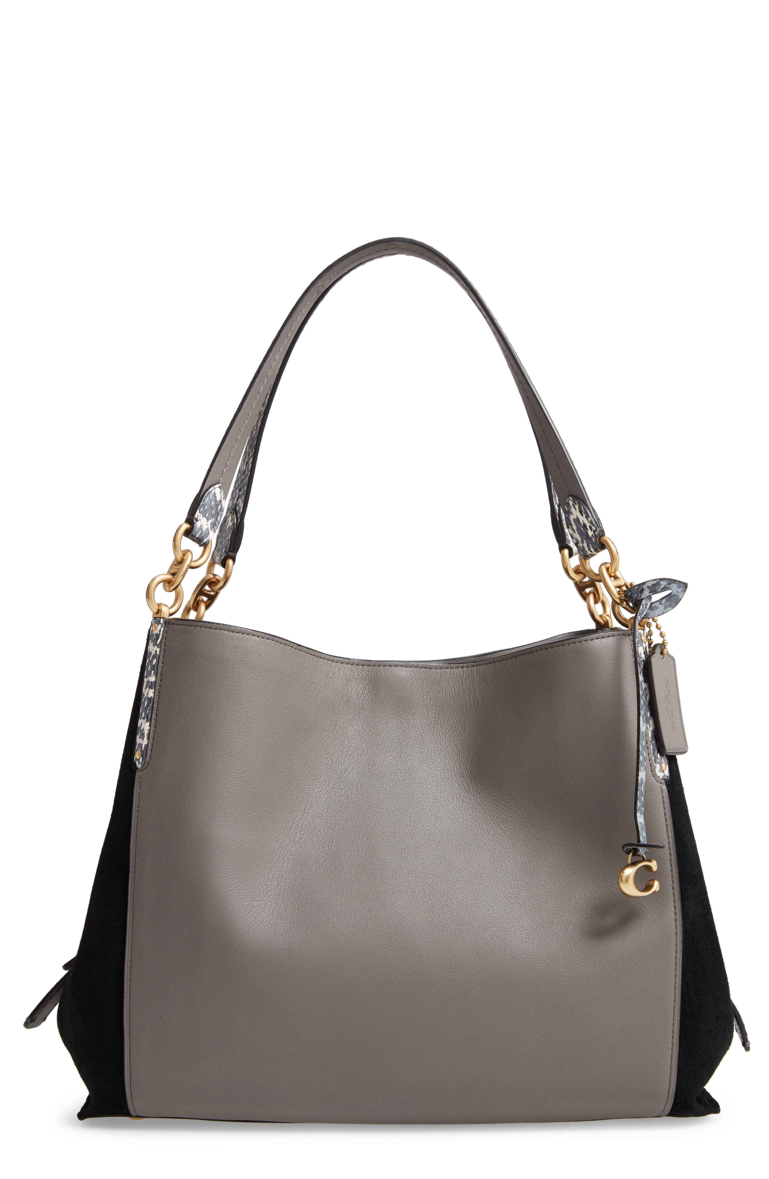 COACH Dalton 31 Leather & Genuine Snakeskin Shoulder Bag Nordstrom