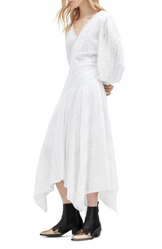 Shop Allsaints Aviana Broderie Long Sleeve Dress In Off White
