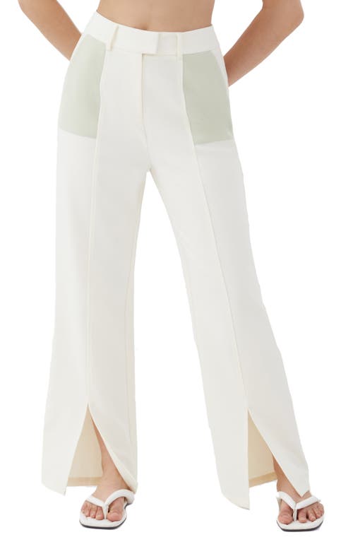 4th & Reckless Violet Split Leg Pants in Off White And Mint