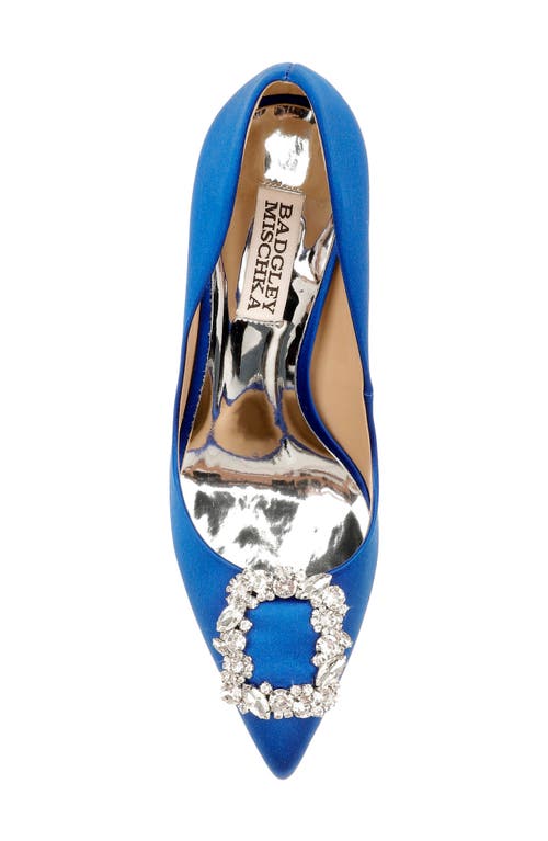 Shop Badgley Mischka Collection Cher Crystal Embellished Pump In Electric Blue Satin
