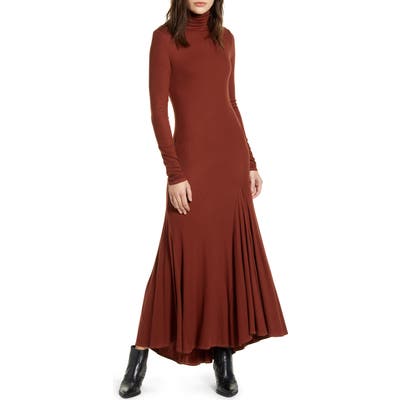 Ag Chels Front Slit Long Sleeve Maxi Dress, Burgundy