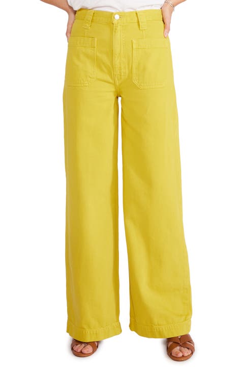 UFO 40 Wide Leg Pant, Yellow (X-Small) at  Women's Clothing