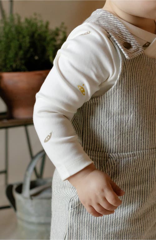 Pehr Railroad Engineer Stripe Organic Cotton Overalls In Beige