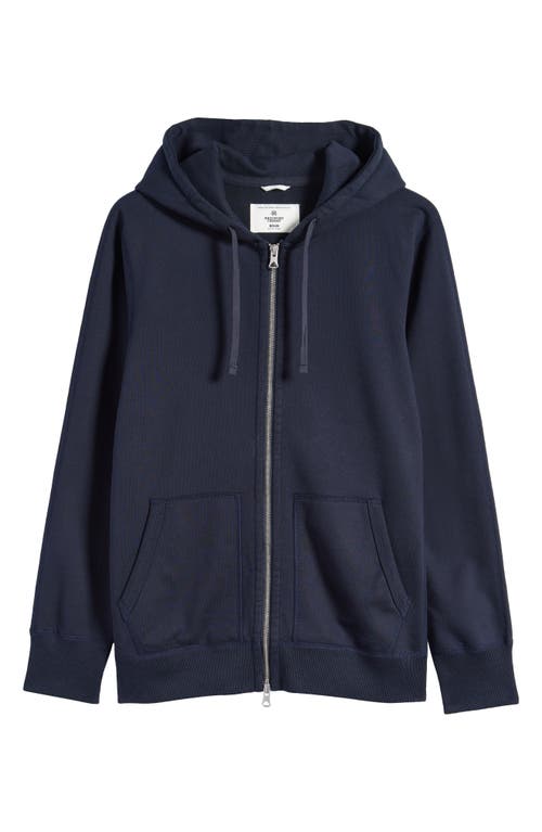Reigning Champ Midweight Terry Standard Full Zip Hoodie In Navy