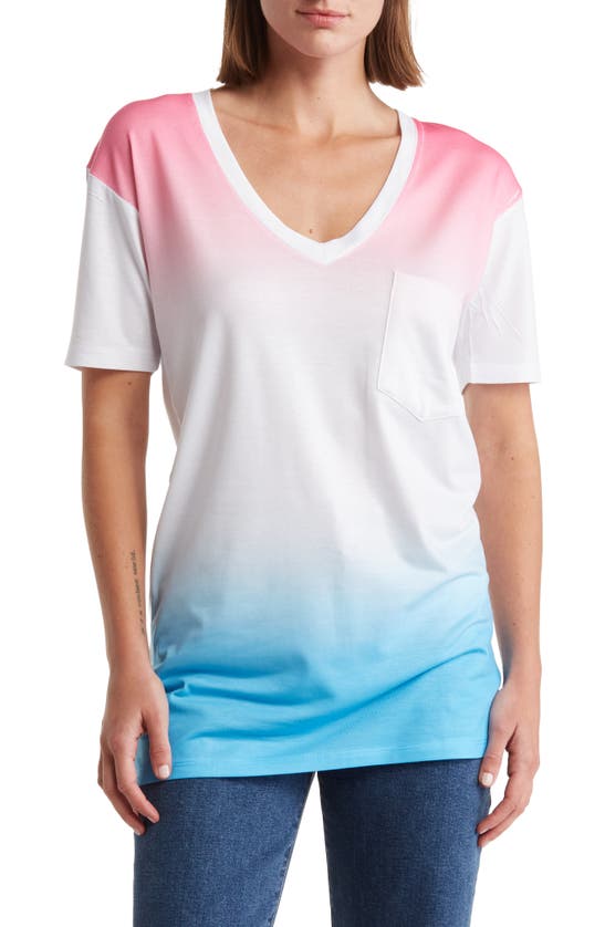 Go Couture Deep V-neck Boyfriend T-shirt In Ivory Print 1