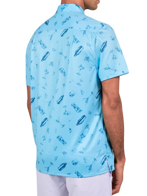 Construct Con.struct Cocktail Print Performance Button-down Shirt In Aqua