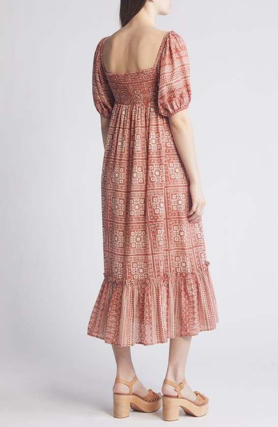 Shop Cleobella Joley Tile Print Organic Cotton Voile Midi Dress In Tomar Print