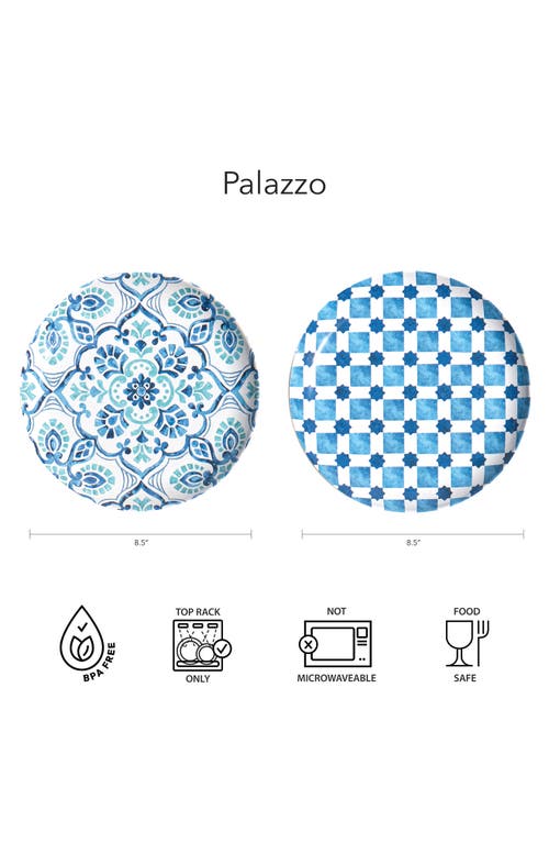 Tarhong Set Of Six Palazzo Geometric Melamine Plates In Blue Multi